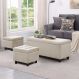 Kit Recamier Madri 1,20m + 2 Puff Suede Bege - Inova Decor