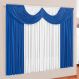 Cortina Com Bandô Malha Gel 3,00M X 2,80M Azul Com Branco Para Varão Simples Paris