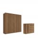 Kit Guarda Roupa 6 Portas e Cômoda Cotia Jatoba
