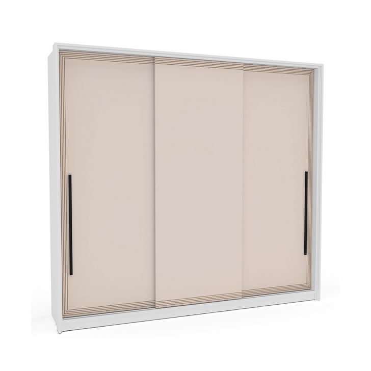 Guarda-roupa Casal Valência 3 Portas 4 Gavetas Branco E Creme
