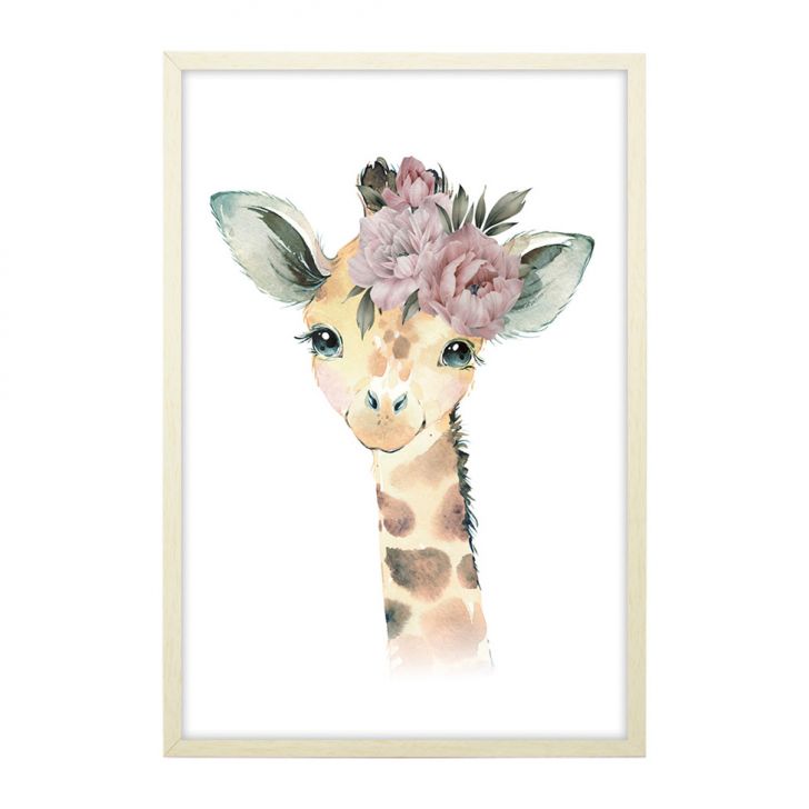Quadro Infantil Giraffe sem Vidro Colorido 20x30 cm