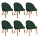 Kit 06 Cadeiras Poltrona de Jantar Luna Suede Verde Pés Palito Castanho - Pallazio