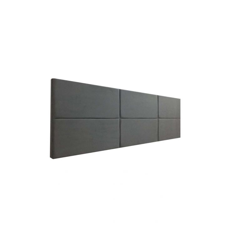 Cabeceira Estofada Casal 6 Blocos Não é Segredo Suede Liso Cinza 140x60