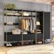 Guarda-Roupa Closet Industrial Mital 1 Porta 8 Gavetas Preto e Dourado