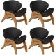 Kit 4 Poltronas Decorativa Orgânica Sala Living Kadosh L02 Couríssimo Preto Brilho - Lyam Decor