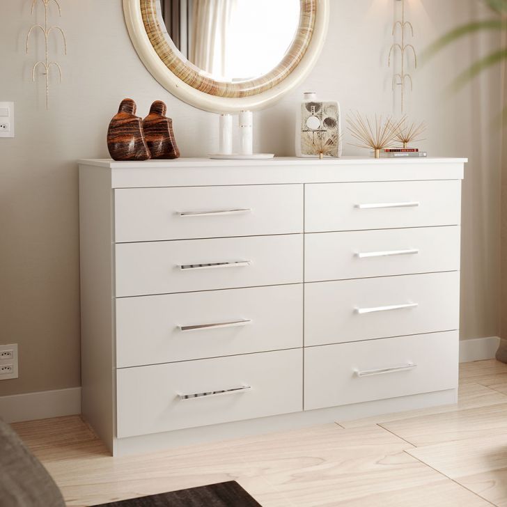 Cômoda Genova 8 Gavetas Branca