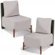 Kit 02 Poltronas Decorativas Sala de Estar Living Hungria L02 Couríssimo Verde Linho Bege - Lyam