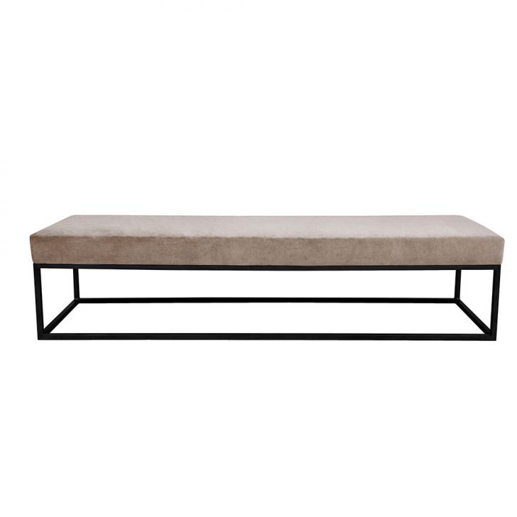 Banco | Banqueta 2 Lugares Giulia Veludo Bege e Preto 100 cm