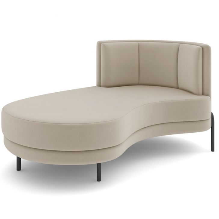 Chaise Longue Divã 164cm Braço Direito Logus D06 Veludo Bege - Mpozenato