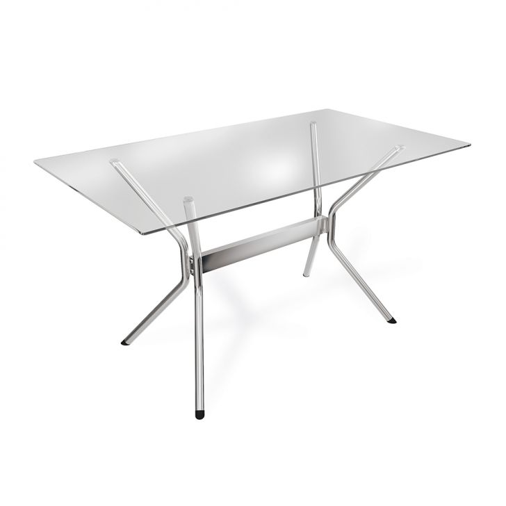 Mesa de Jantar Retangular com Tampo de Vidro  Loire Prata 120 cm