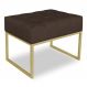 Puff Lisa Suede Marrom Base Metálica Industrial Dourado - Pallazio