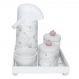 Kit Higiene Espelho Potes, Garrafa, Molhadeira e Capa Coroa Rosa Quarto Bebê Menina