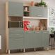 Armário de Cozinha Select 6 Portas 2 Gavetas Avena e Menta