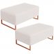 Kit 02 Puffs Decorativo Sala De Estar Cléo 90cm W01 Base Ferro Cobre Bouclê Cru - Lyam Decor