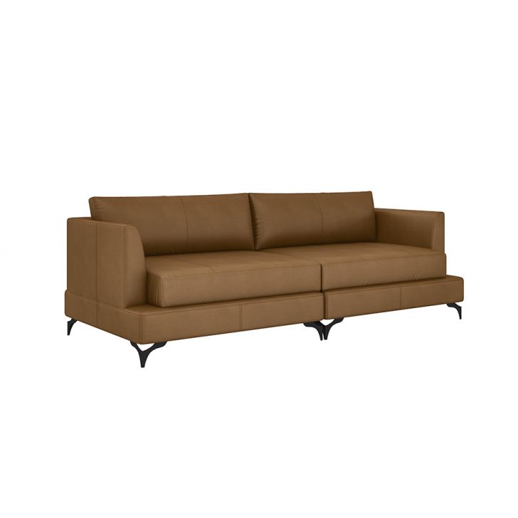 Sofá 3 Lugares Dallas Couro Marrom 230 Cm