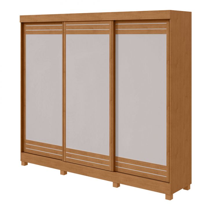 Guarda-roupa Casal Com Pés Nice 3 Portas 6 Gavetas Amêndoa Clean E Off White
