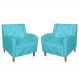 Kit 02 Poltronas Decorativas Munique Pés Trapézio Suede Azul Turqueza - DS Estofados