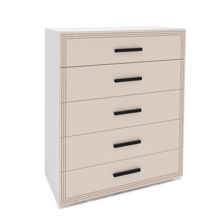 Cômoda Valência 5 Gavetas Creme e Branca