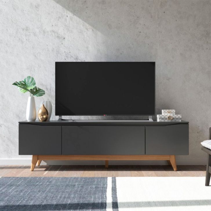 Rack Para Tv Até 75 Polegadas Flynt 3 Pt Preto E Natural 184 Cm