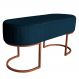 Banco | Banqueta Recamier Estofado Luana Base Bronze Veludo Azul Marinho - Montanaris Decor