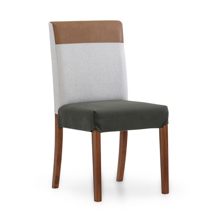 Cadeira Cora Poliéster Chumbo e Cru