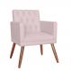 Poltrona Decorativa Pés Palito Nina Encosto Estilo Capitonê Rosê - DS Estofados