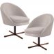 Kit 02 Poltronas Decorativas Giratória Base X Rafa D02 Veludo Bege B-309 - Lyam Decor