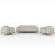 Kit Sofá 3 Lugares 180cm Com 2 Poltronas Molino Pés D'ouro D02 Linho Cru C-443 - Lyam Decor