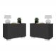 Kit 2 Mesas de Cabeceira 2 Portas e Pés Multimóveis MP4139 Preto/Branco