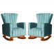 Kit 02 Poltronas Decorativa Melinda Pés Balanço Veludo Turquesa