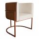 Poltrona Decorativa Cristal Base Bronze Veludo Bege/Pu Caramelo - Montanaris Decor
