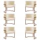 Kit 6 Poltronas Decorativa Luana Base Bronze Veludo Bege - Montanaris Decor