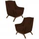 Kit 2 Poltronas Decorativas Base Manu Madeira Juliet B-276 Veludo Marrom Escuro - Domi