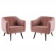 Kit 2 Poltronas Decorativas Cuddle Sala de Estar com Botonê e Pés Palito Veludo Rosa G17 - Gran Belo