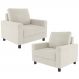 Kit 02 Poltronas Decorativas Para Sala De Estar E Recepção Malta L02 Linho Champagne - Lyam Decor