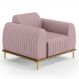 Poltrona Decorativa Base De Madeira Pés Metalizado D'Ouro Molino D02 Veludo Rosê C-305 - Lyam Decor