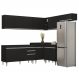 Armário de Cozinha Modulado de Canto 7 Peças CP22 Balcão sem Tampo Preto - Lumil