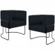 Kit 02 Poltronas Decorativas Fixa Base de Aço Preto Betina D02 Veludo Preto C-300 - Lyam Decor