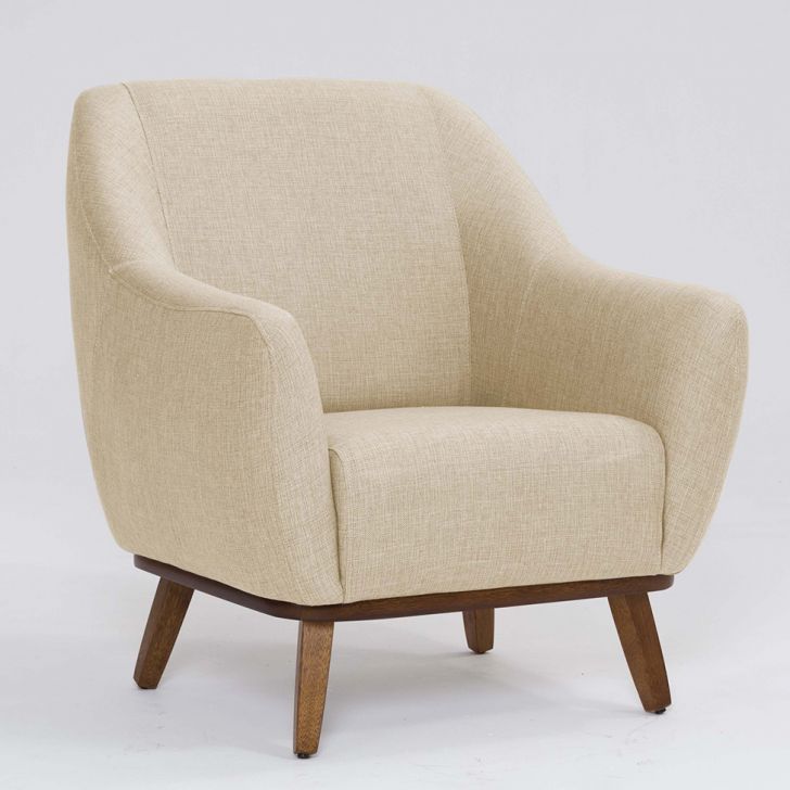 Poltrona Paloma Linho Marfim E Castanho