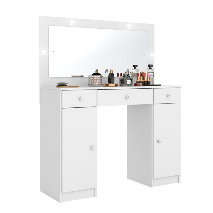 Penteadeira Camarim com Espelho Carisma 2 Portas 3 Gavetas Branca