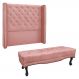 Kit Cabeceira e Calçadeira Recamier Queen 1,60m Vicenza Veludo Rosa - Pallazio