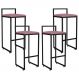 Kit 04 Banquetas Altas Para Cozinha Sala de Jantar Hanna L02 Preto Suede Rosê - Lyam Decor