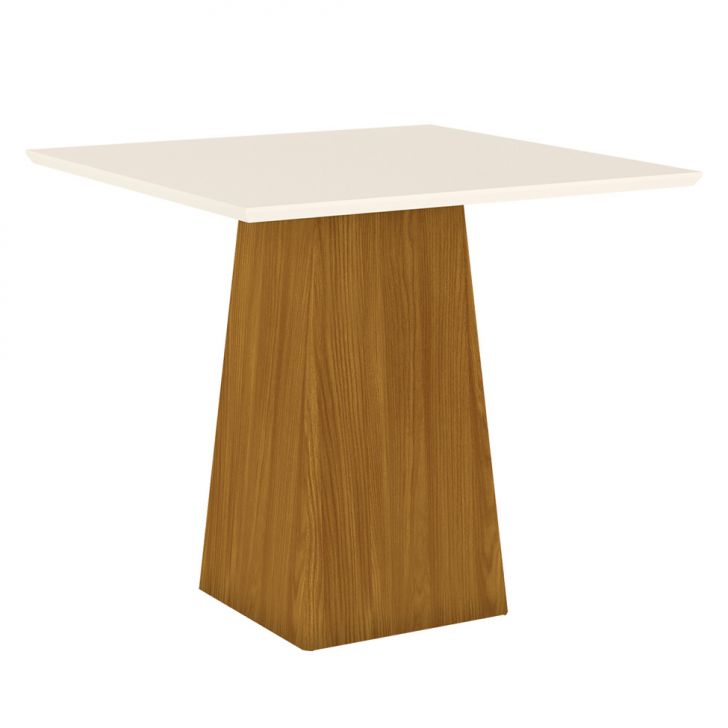Mesa de Jantar Quadrada Sarah Off White e Nature 90 cm