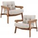 Kit 02 Poltronas Decorativa Fixa Para Sala Living Ikary L02 Canela Linho Cru - Lyam Decor