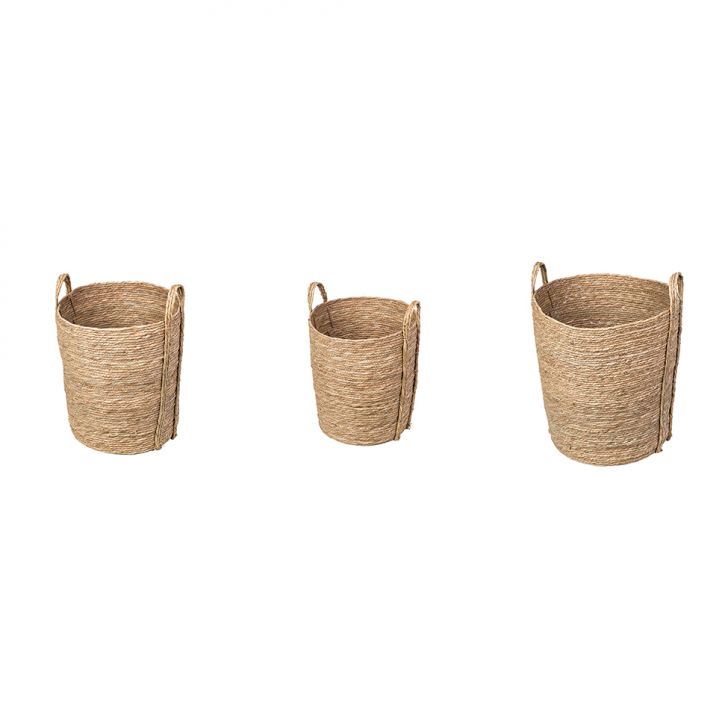 Kit Com 3 Cestos Organizadores Coconut Natural