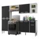 Cozinha Compacta Multimóveis Xangai FG3415 com 3 Leds Armário e Balcão Branca/Preta