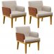 Kit 03 Poltronas Decorativas Para Sala Estar Beatriz W01 Linho Cru Couríssimo Camel - Lyam Decor