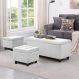 Kit Recamier Madri 1,40m + 2 Puff Suede Branco - Inova Decor