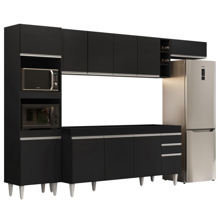 Armário de Cozinha Modulada 5 Peças CP16 Balcão Preto - Lumil