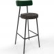 Banqueta Alta Bar Cozinha Sala De Jantar Milão L02 Facto Verde Musgo Linho Chumbo - Lyam Decor